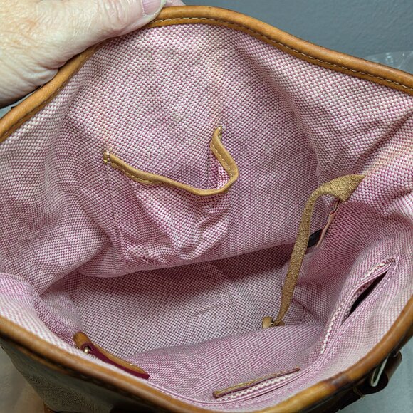 Vintage Dooney & Bourke Monogram Canvas Bucket Bag w/ Leather Trim - Picture 9 of 12